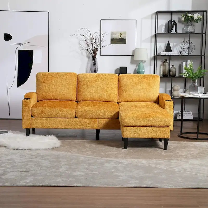 Canapé sectionnel modulaire convertible avec pouf de rangement