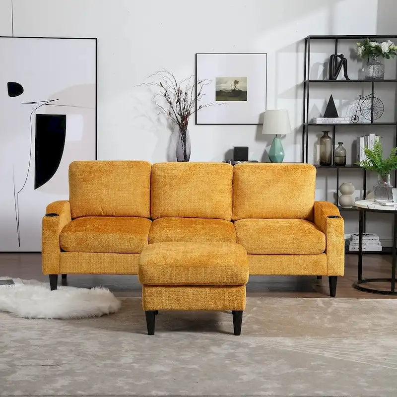 Canapé sectionnel modulaire convertible avec pouf de rangement