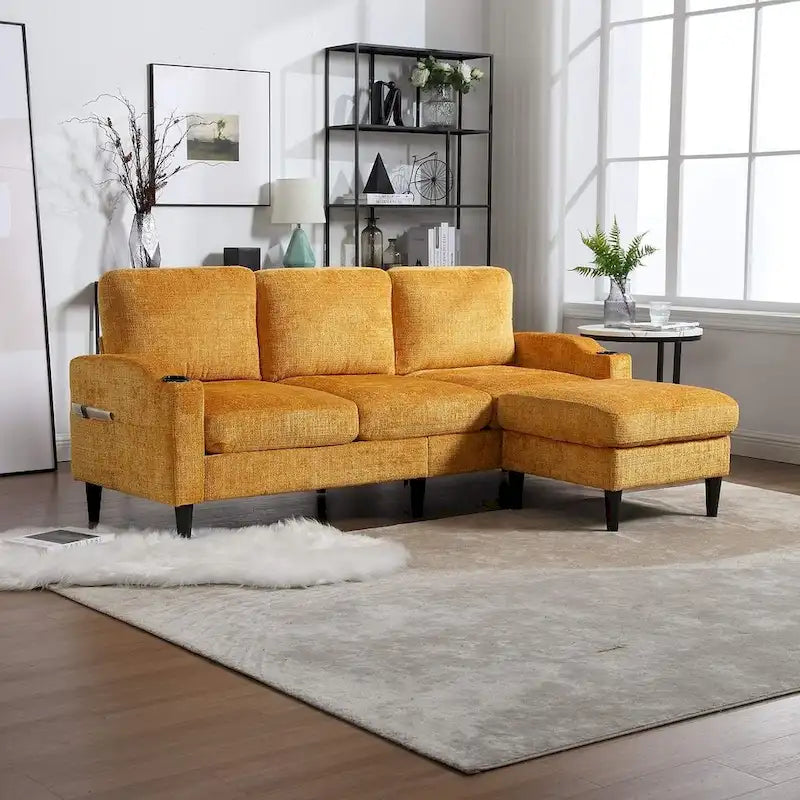 Canapé sectionnel modulaire convertible avec pouf de rangement