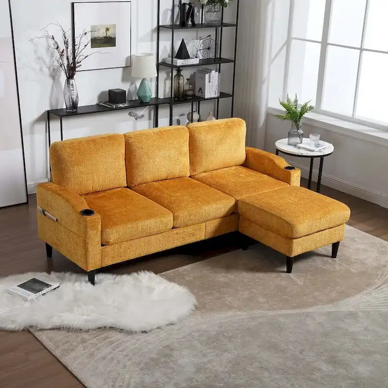 Canapé sectionnel modulaire convertible avec pouf de rangement