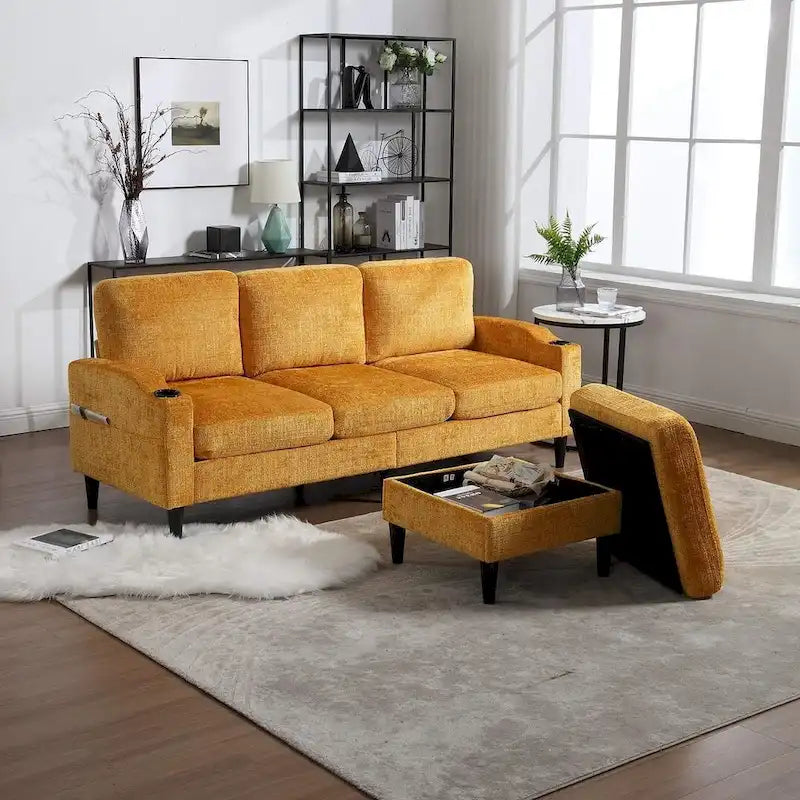 Canapé sectionnel modulaire convertible avec pouf de rangement