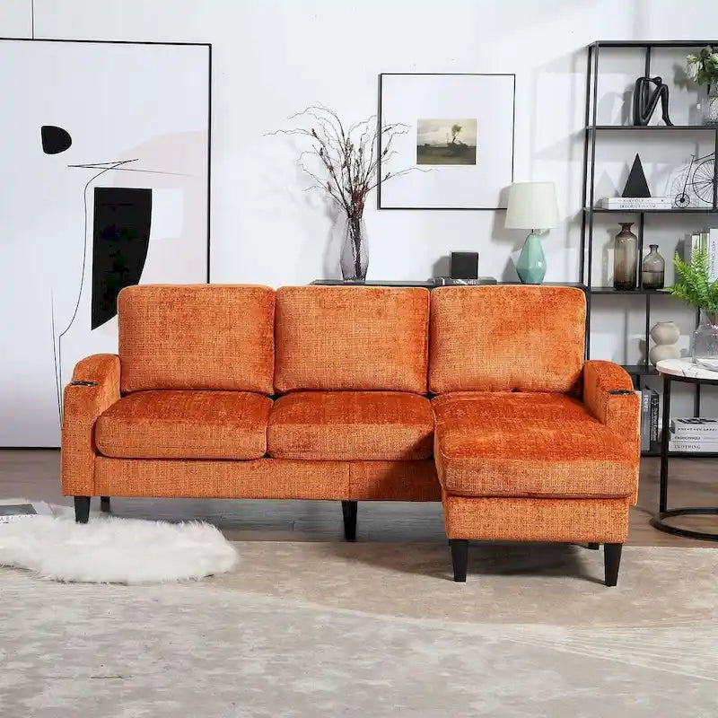 Canapé sectionnel modulaire convertible avec pouf de rangement