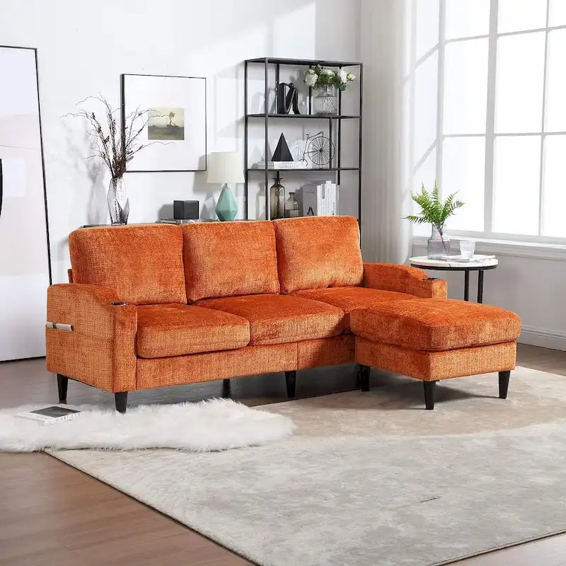 Canapé sectionnel modulaire convertible avec pouf de rangement