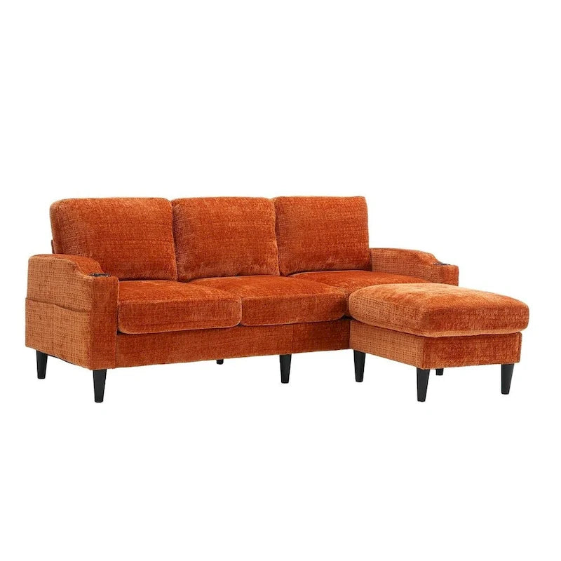 Canapé sectionnel modulaire convertible avec pouf de rangement