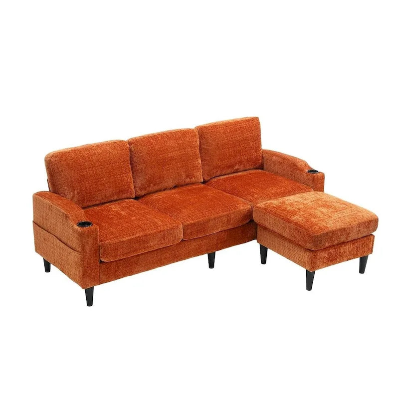 Canapé sectionnel modulaire convertible avec pouf de rangement