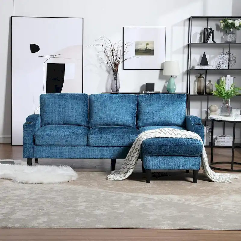 Canapé sectionnel modulaire convertible avec pouf de rangement