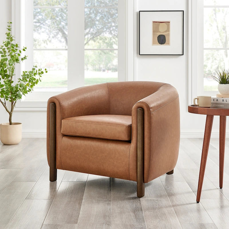 Fauteuil d'appoint rembourré - Fauteuil moderne en tissu pour salon