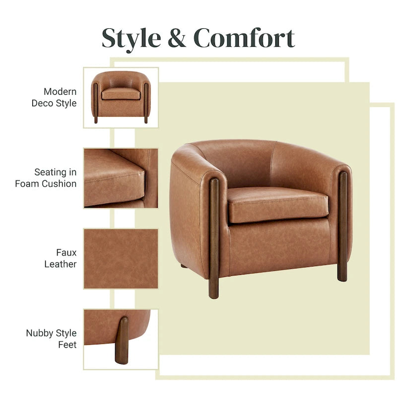 Fauteuil d'appoint rembourré - Fauteuil moderne en tissu pour salon