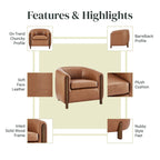 Fauteuil d'appoint rembourré - Fauteuil moderne en tissu pour salon