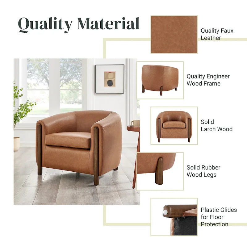 Fauteuil d'appoint rembourré - Fauteuil moderne en tissu pour salon