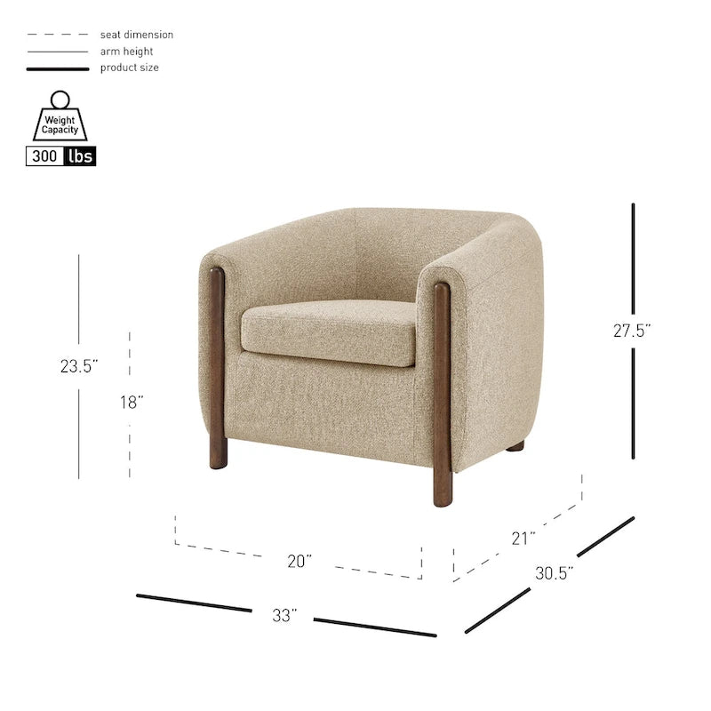 Fauteuil d'appoint rembourré - Fauteuil moderne en tissu pour salon