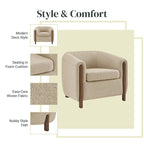 Fauteuil d'appoint rembourré - Fauteuil moderne en tissu pour salon