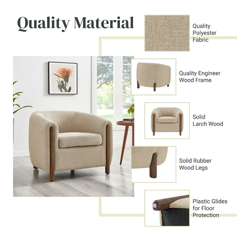 Fauteuil d'appoint rembourré - Fauteuil moderne en tissu pour salon