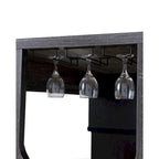 Table de bar en bois de style transitionnel avec étagères latérales à 3 niveaux, grise
