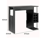 Table de bar en bois de style transitionnel avec étagères latérales à 3 niveaux, grise