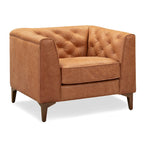 Fauteuil en Cuir Véritable Italien pleine fleur – Style Moderne du Milieu du Siècle