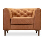 Fauteuil en Cuir Véritable Italien pleine fleur – Style Moderne du Milieu du Siècle