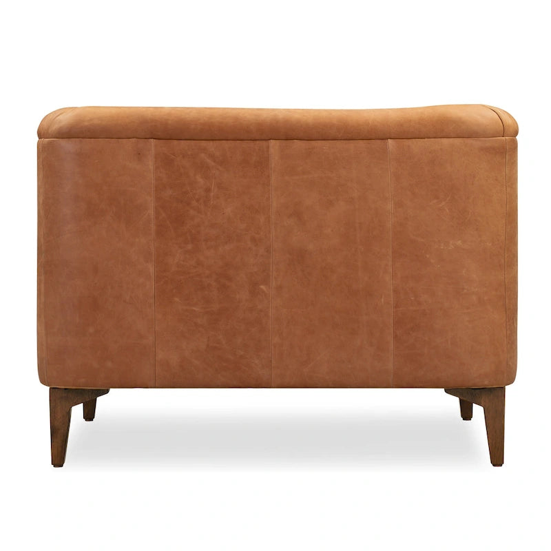 Fauteuil en Cuir Véritable Italien pleine fleur – Style Moderne du Milieu du Siècle