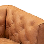 Fauteuil en Cuir Véritable Italien pleine fleur – Style Moderne du Milieu du Siècle