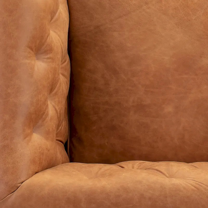 Fauteuil en Cuir Véritable Italien pleine fleur – Style Moderne du Milieu du Siècle