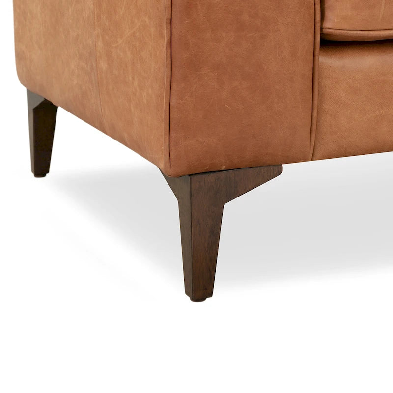 Fauteuil en Cuir Véritable Italien pleine fleur – Style Moderne du Milieu du Siècle