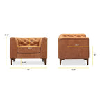 Fauteuil en Cuir Véritable Italien pleine fleur – Style Moderne du Milieu du Siècle