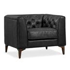 Fauteuil en Cuir Véritable Italien pleine fleur – Style Moderne du Milieu du Siècle