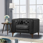Fauteuil en Cuir Véritable Italien pleine fleur – Style Moderne du Milieu du Siècle