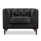 Fauteuil en Cuir Véritable Italien pleine fleur – Style Moderne du Milieu du Siècle