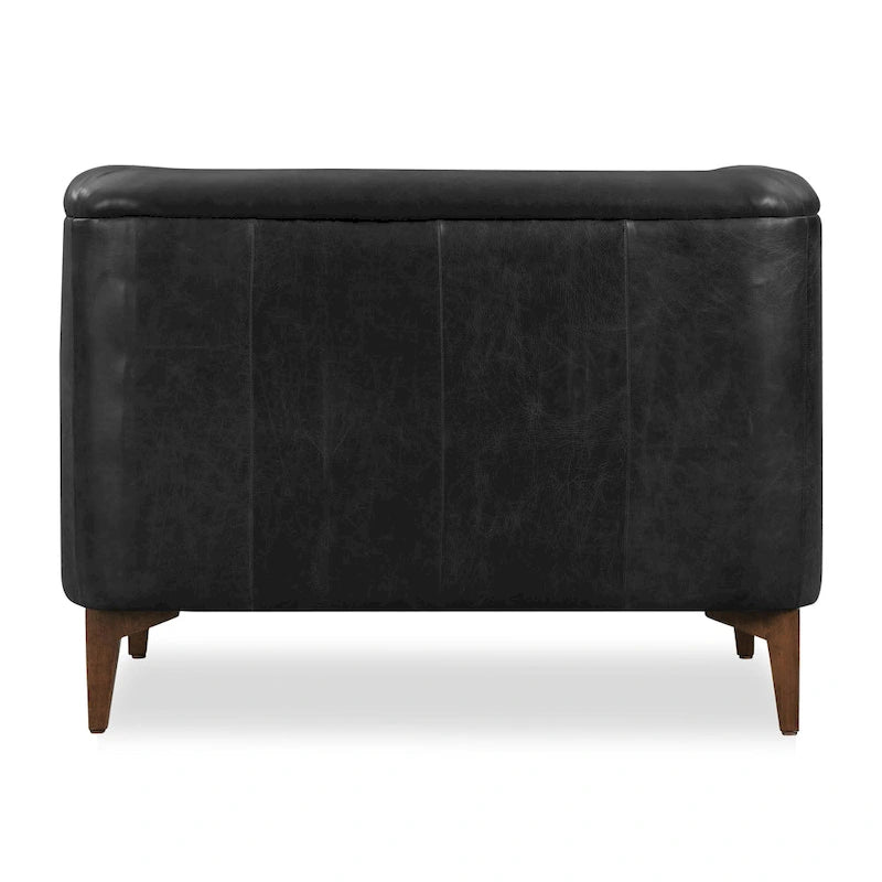 Fauteuil en Cuir Véritable Italien pleine fleur – Style Moderne du Milieu du Siècle