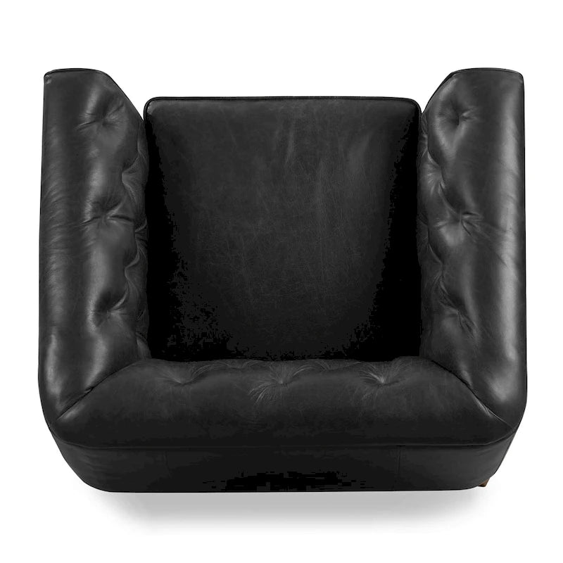 Fauteuil en Cuir Véritable Italien pleine fleur – Style Moderne du Milieu du Siècle
