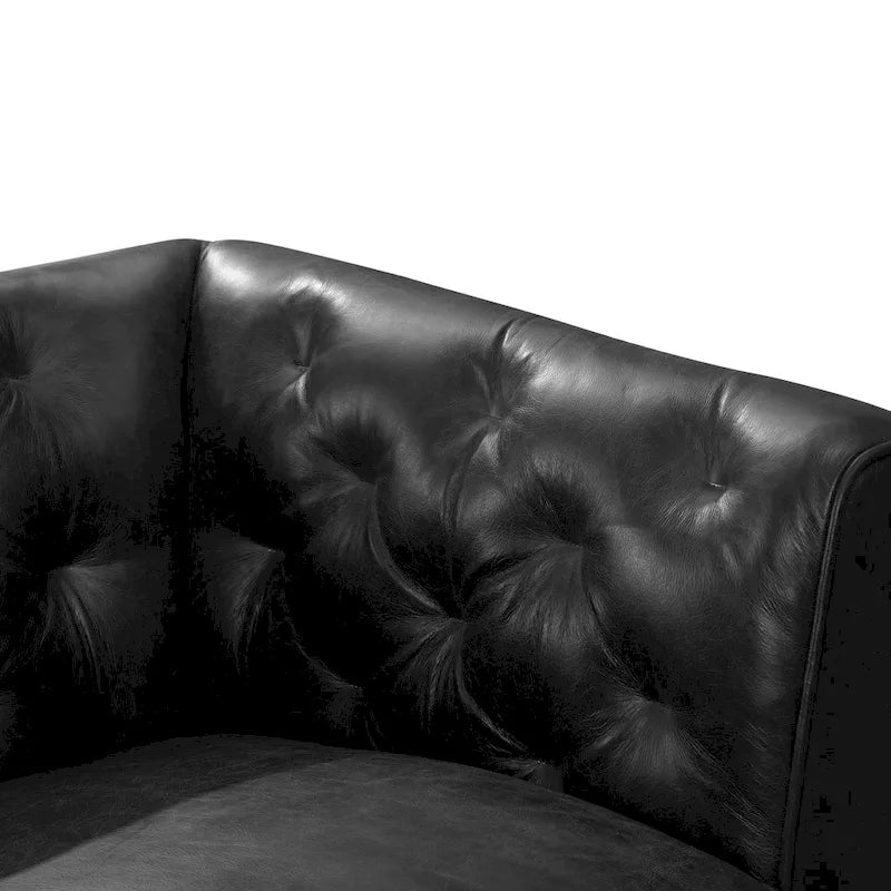 Fauteuil en Cuir Véritable Italien pleine fleur – Style Moderne du Milieu du Siècle