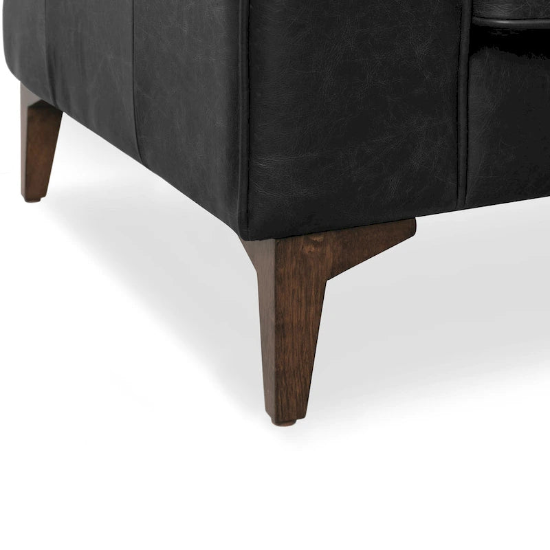 Fauteuil en Cuir Véritable Italien pleine fleur – Style Moderne du Milieu du Siècle