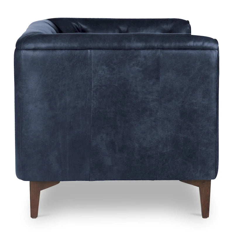 Fauteuil en Cuir Véritable Italien pleine fleur – Style Moderne du Milieu du Siècle