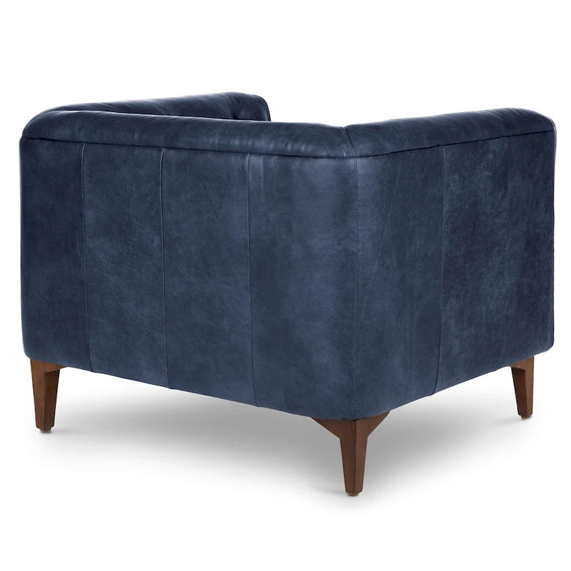 Fauteuil en Cuir Véritable Italien pleine fleur – Style Moderne du Milieu du Siècle