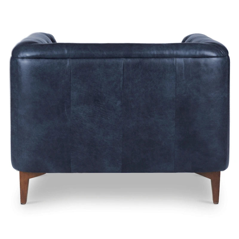 Fauteuil en Cuir Véritable Italien pleine fleur – Style Moderne du Milieu du Siècle