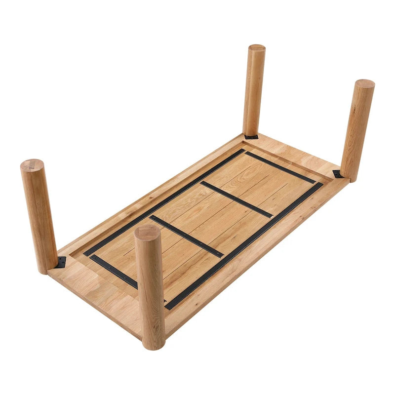 Table à manger moderne en chêne massif blanc – Piétement modulable, 8 à 10 places