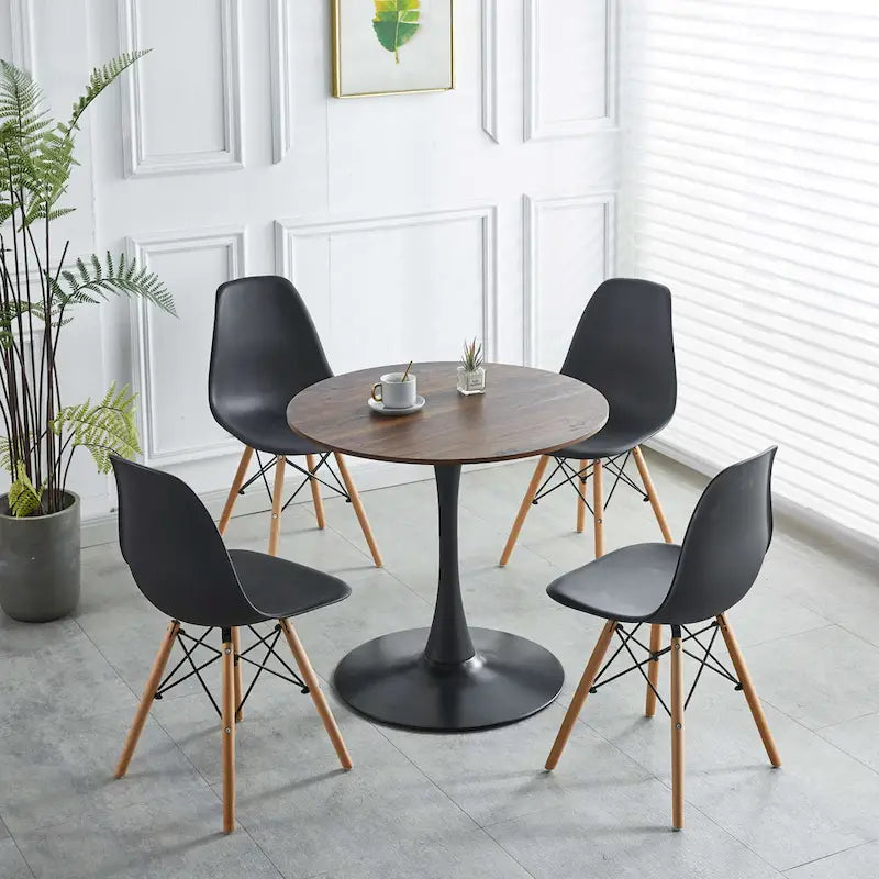 Table à manger Tulipe 31.5" pour 2-4 personnes avec plateau rond en MDF, table à manger sur pied, table d'appoint, table basse de loisirs