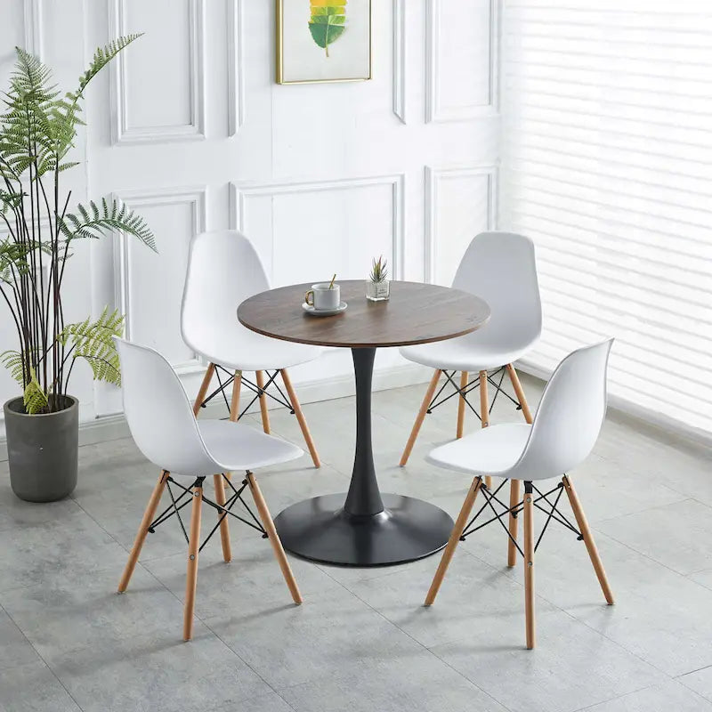 Table à manger Tulipe 31.5" pour 2-4 personnes avec plateau rond en MDF, table à manger sur pied, table d'appoint, table basse de loisirs
