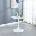 Table à manger Tulipe 31.5" pour 2-4 personnes avec plateau rond en MDF, table à manger sur pied, table d'appoint, table basse de loisirs
