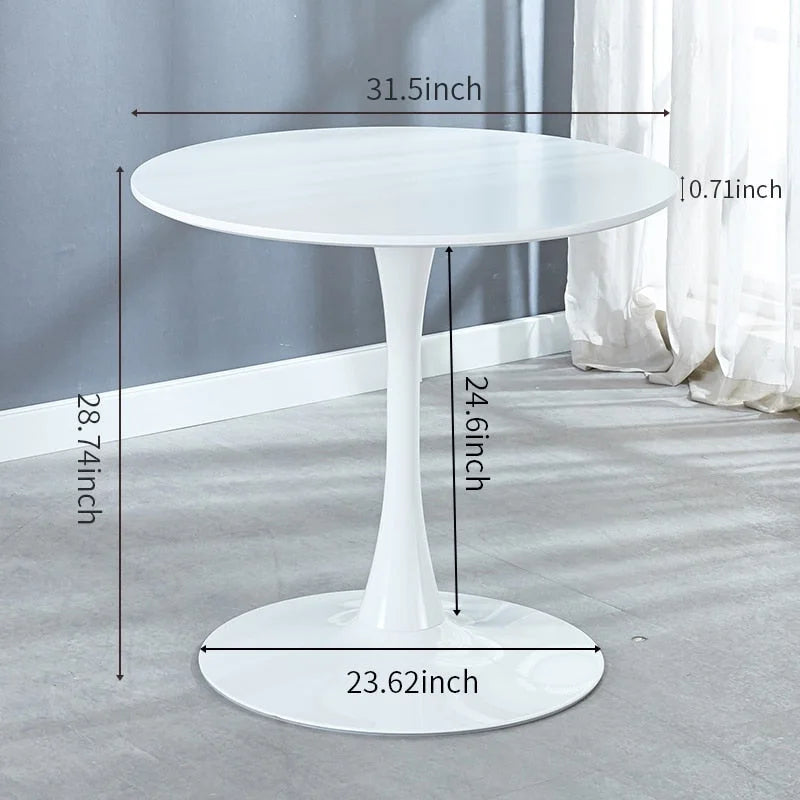 Table à manger Tulipe 31.5" pour 2-4 personnes avec plateau rond en MDF, table à manger sur pied, table d'appoint, table basse de loisirs