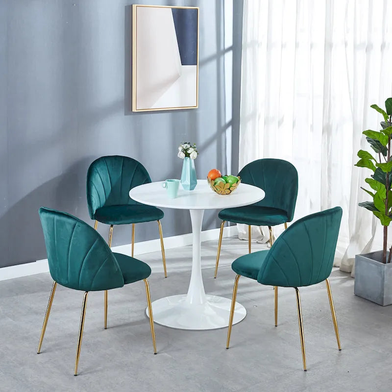 Table à manger Tulipe 31.5" pour 2-4 personnes avec plateau rond en MDF, table à manger sur pied, table d'appoint, table basse de loisirs