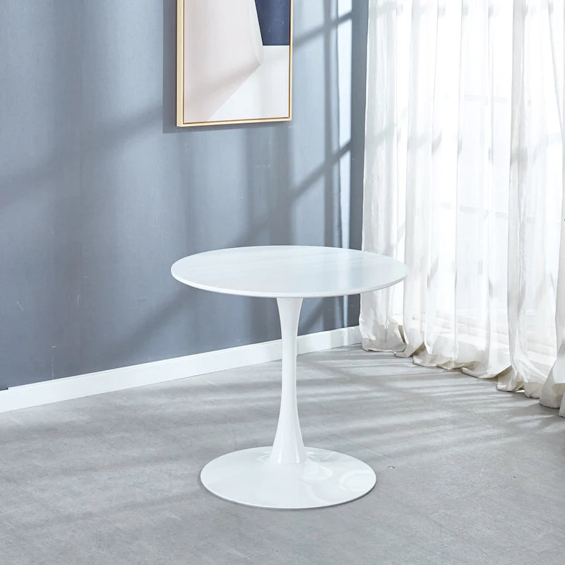 Table à manger Tulipe 31.5" pour 2-4 personnes avec plateau rond en MDF, table à manger sur pied, table d'appoint, table basse de loisirs