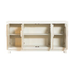 Console buffet rustique 4 portes de 60 pouces, motif frontal doré et blanc