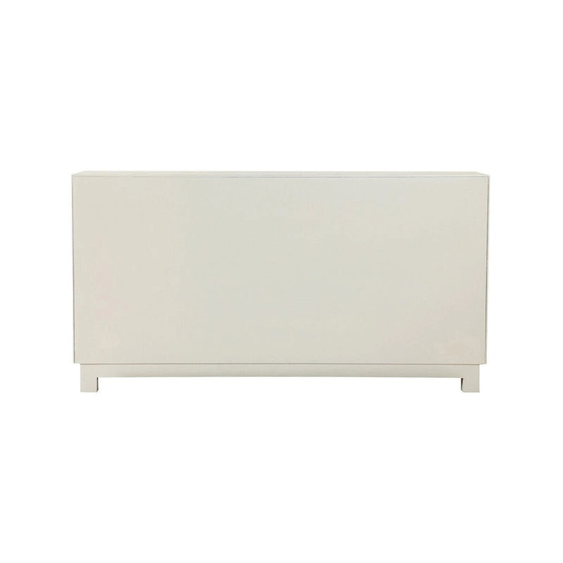 Console buffet rustique 4 portes de 60 pouces, motif frontal doré et blanc
