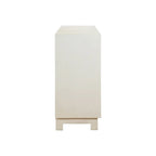 Console buffet rustique 4 portes de 60 pouces, motif frontal doré et blanc