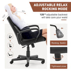 Chaise de bureau avec accoudoirs rembourrés, en cuir PU, pour la maison ou le bureau