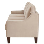 Canapé deux places moderne en velours – accoudoirs carrés, cadre en bois d'hévéa, 2 places, 130,8 cm L