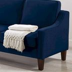 Canapé deux places moderne en velours – accoudoirs carrés, cadre en bois d'hévéa, 2 places, 130,8 cm L