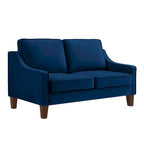 Canapé deux places moderne en velours – accoudoirs carrés, cadre en bois d'hévéa, 2 places, 130,8 cm L